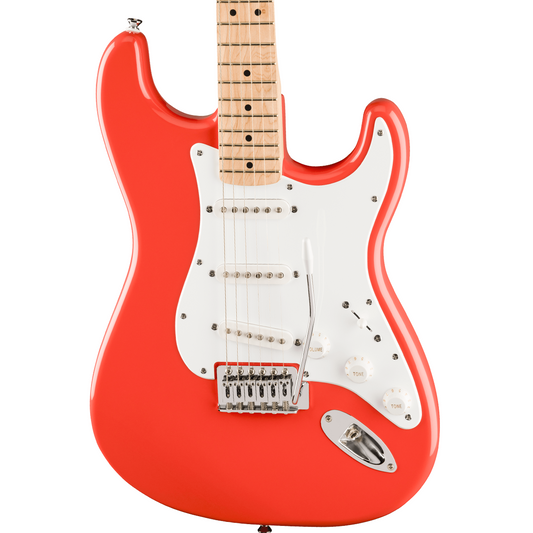Squier FSR Squier Sonic Stratocaster, Maple Fingerboard, White Pickguard in Fiesta Red