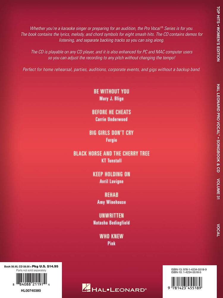 Top Hits Pro Vocal Women's Edition Volume 31 BK/CD