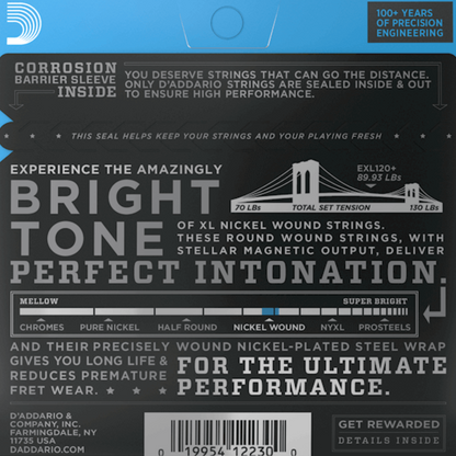 D'Addario EXL120+ Nickel Wound Electric Guitar Strings Super Light Plus 9.5-44 Gauge