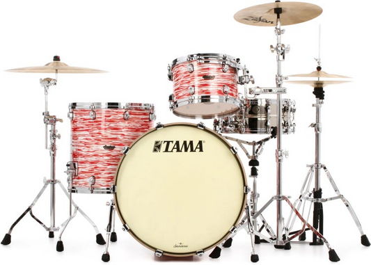 TAMA Starclassic Maple 3 Piece Shell Pack in Red & White Oyster and Chrome Hardware