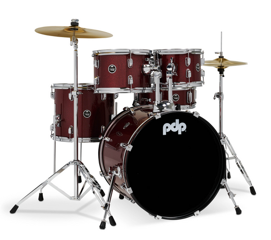 PDP Center Stage 20" 5 Piece Drum Kit in Ruby Red Sparkle