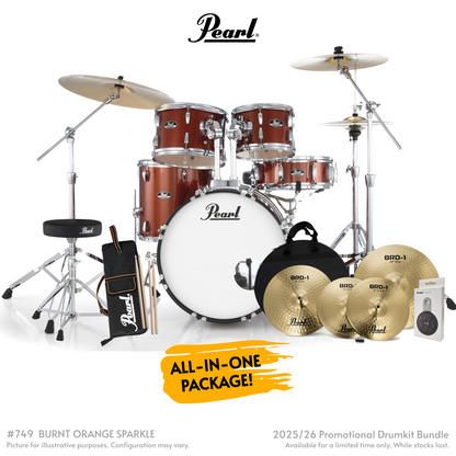 Pearl Roadshow-Plus 5-Piece Drum Kit with Cymbal Pack in Burnt Orange Sparkle
