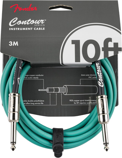 Fender Contour 10' Instrument Cable in Sherwood Green