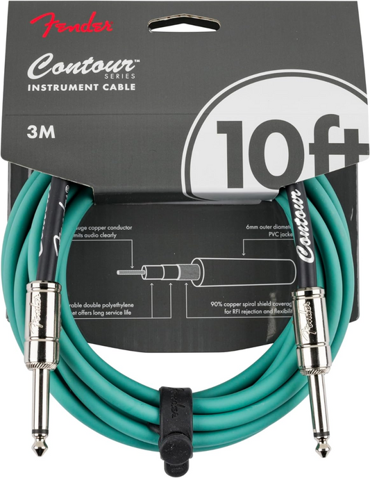 Fender Contour 10' Instrument Cable in Sherwood Green