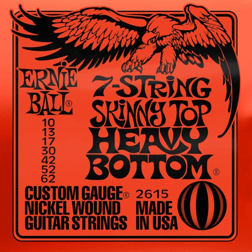 Ernie Ball Skinny Top Heavy Bottom Slinky Nickel Wound 7 String Electric Guitar Stings 10-62 Gauge