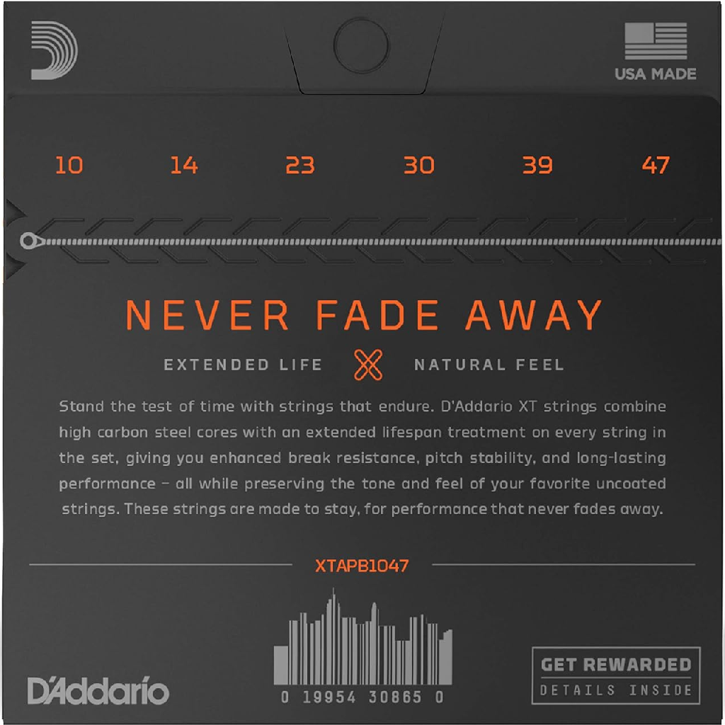 D'Addario XT Phosphor Bronze Acoustic Guitar Strings 6 String Light 10-47 Gauge