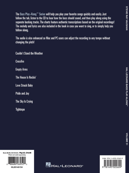 Stevie Ray Vaughan Bass Play Along Volume 51 BK/CD
