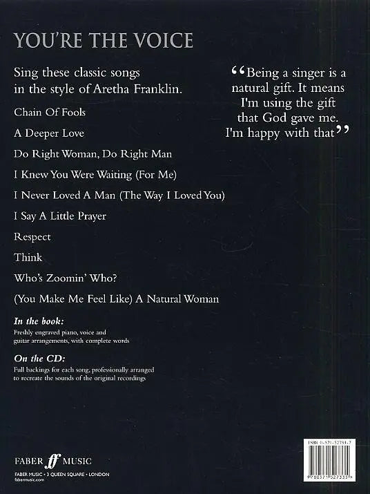 You're The Voice Aretha Franklin PVG/CD