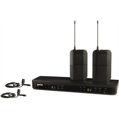 Shure Wireless Dual Lapel Mic System 2 x BLX1 Tx; 2 x CVL-B/C Mic; BLX88 RX; Auto Setup 662-686MHz