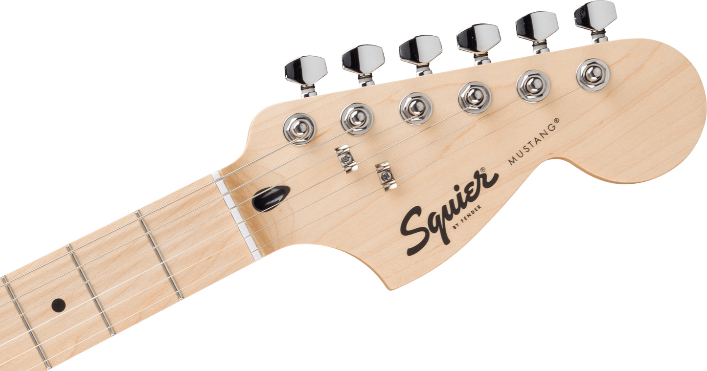 Squier FSR Squier Sonic Mustang, Maple Fingerboard, White Pickguard in Shell Pink