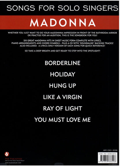 Songs For Solo Singers Madonna BK/CD