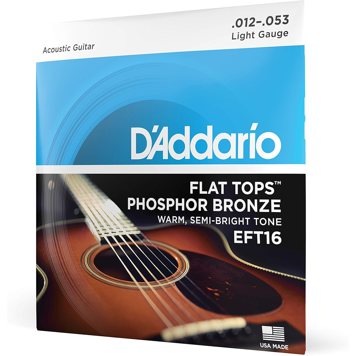 D'Addario Flat Tops Phosphor Bronze Regular Light Acoustic Guitar Strings 11-45 Gauge