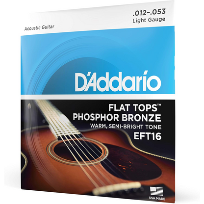 D'Addario Flat Tops Phosphor Bronze Regular Light Acoustic Guitar Strings 11-45 Gauge