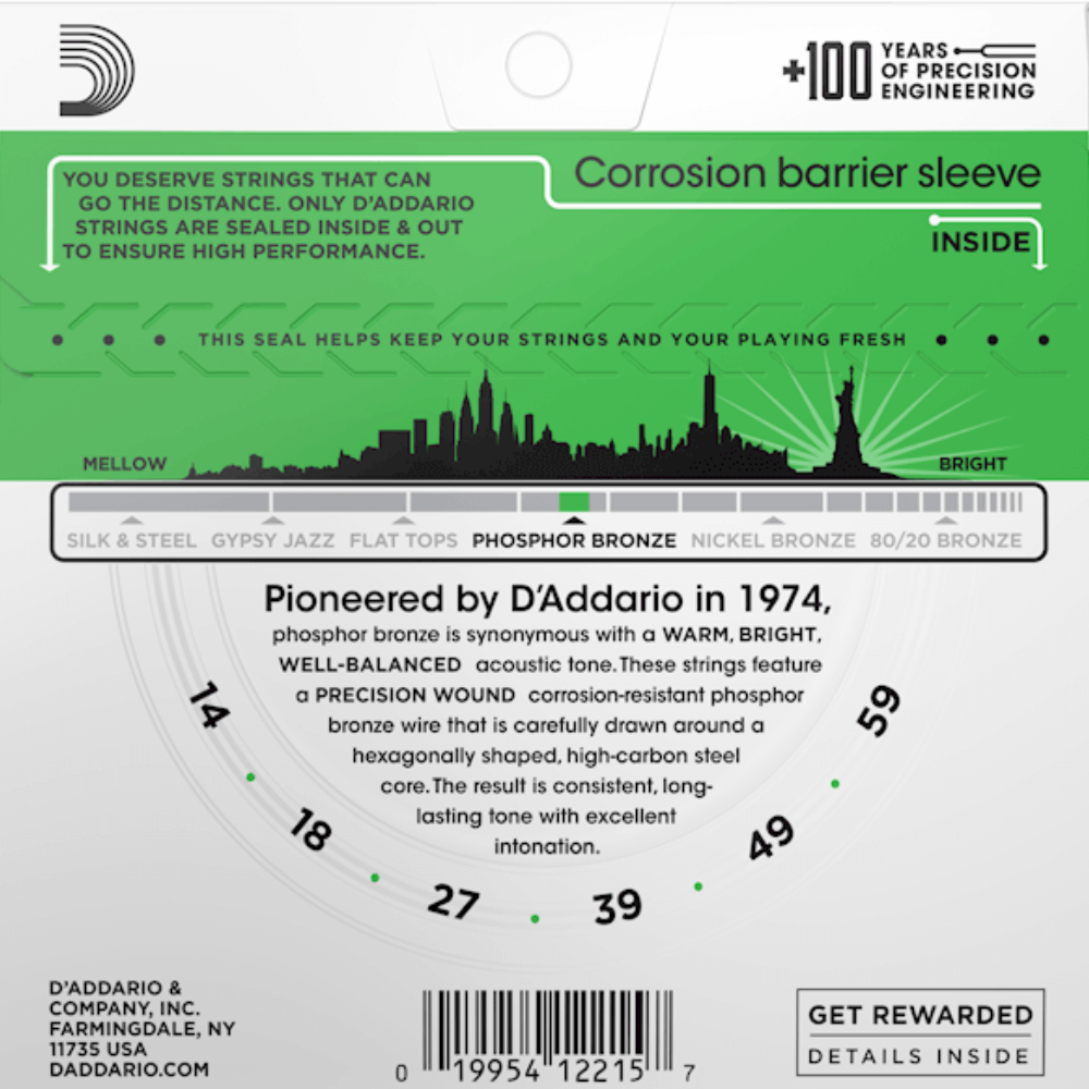 D'Addario EJ18 Phosphor Bronze Acoustic Guitar Strings Heavy 14-59 Gauge