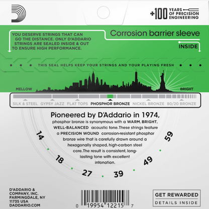 D'Addario EJ18 Phosphor Bronze Acoustic Guitar Strings Heavy 14-59 Gauge