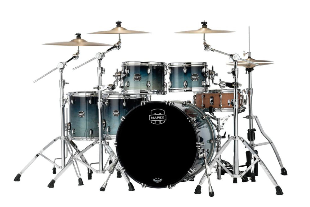 Mapex Saturn Maple Walnut 5 Piece Shell Pack in Teal Blue Fade