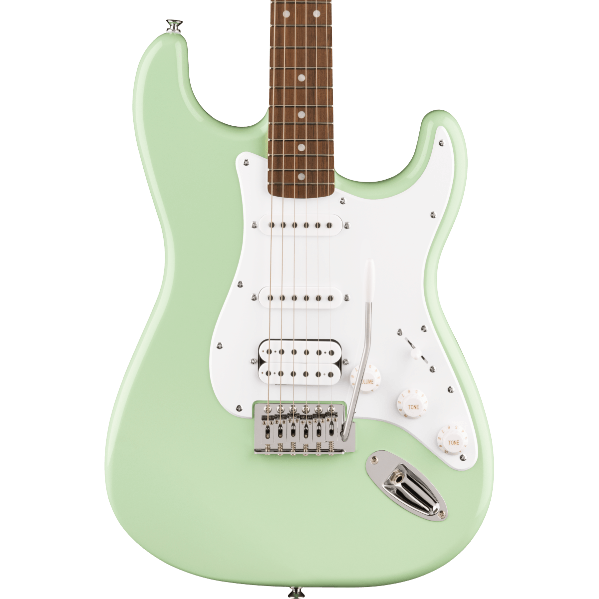 Squier FSR Squier Sonic Stratocaster HSS, Laurel Fingerboard, White Pickguard in Surf Green