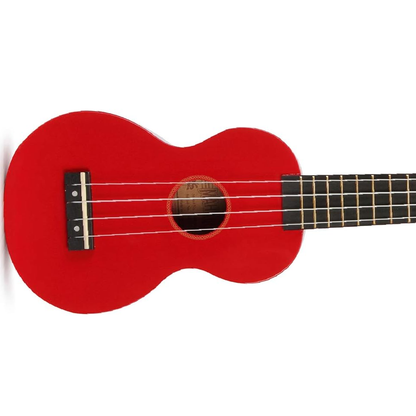 Mahalo Rainbow Series with Learn 2 Play Essentials Accessory Ukulele Pack in High Gloss Red