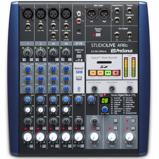 PreSonus StudioLive AR8c 8 channel USB C Compatible Audio Interface / Mixer / Recorder