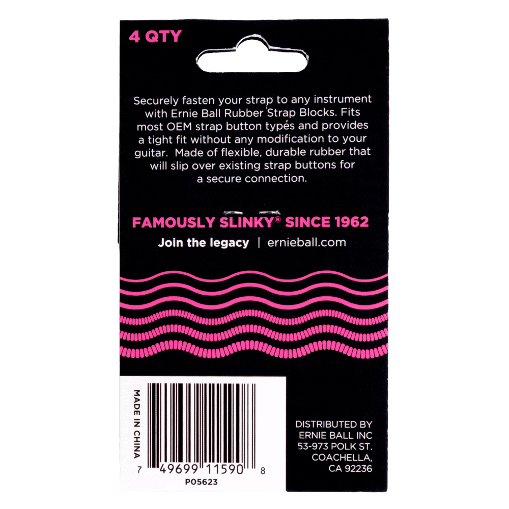 Ernie Ball Strap Blocks 4pk in Pink
