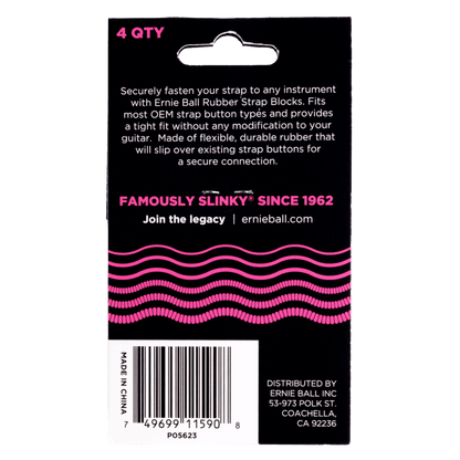 Ernie Ball Strap Blocks 4pk in Pink