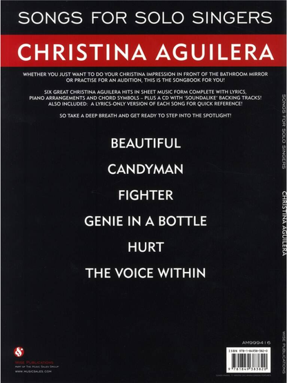 Songs for Solo Singers Christina Aguilera BK/CD