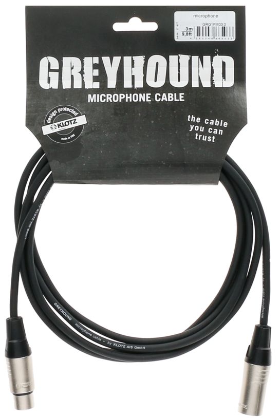 KLOTZ Greyhound Microphone Cable 10m Female XLR to Male XLR