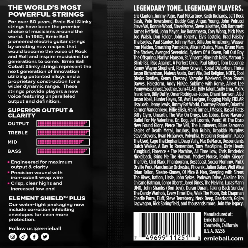 Ernie Ball Super Slinky Cobalt Electric Guitar Strings 3 Pk 9-42 Gauge