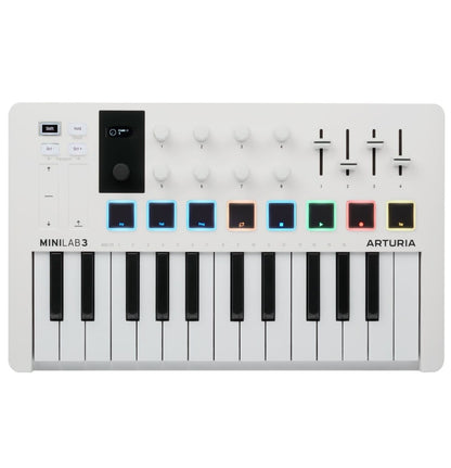 Arturia MiniLAB 3 Compact MIDI Keyboard & Pad Controller in White