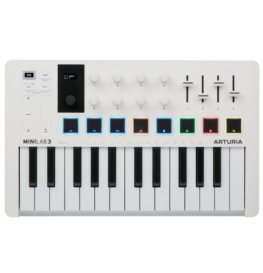 Arturia MiniLAB 3 Compact MIDI Keyboard & Pad Controller in White