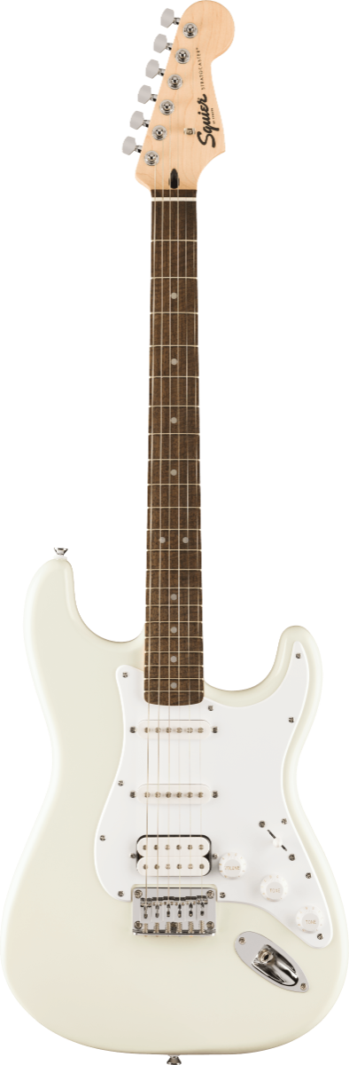 Squier FSR Squier Sonic Stratocaster HT HSS, Laurel Fingerboard, White Pickguard in Arctic White