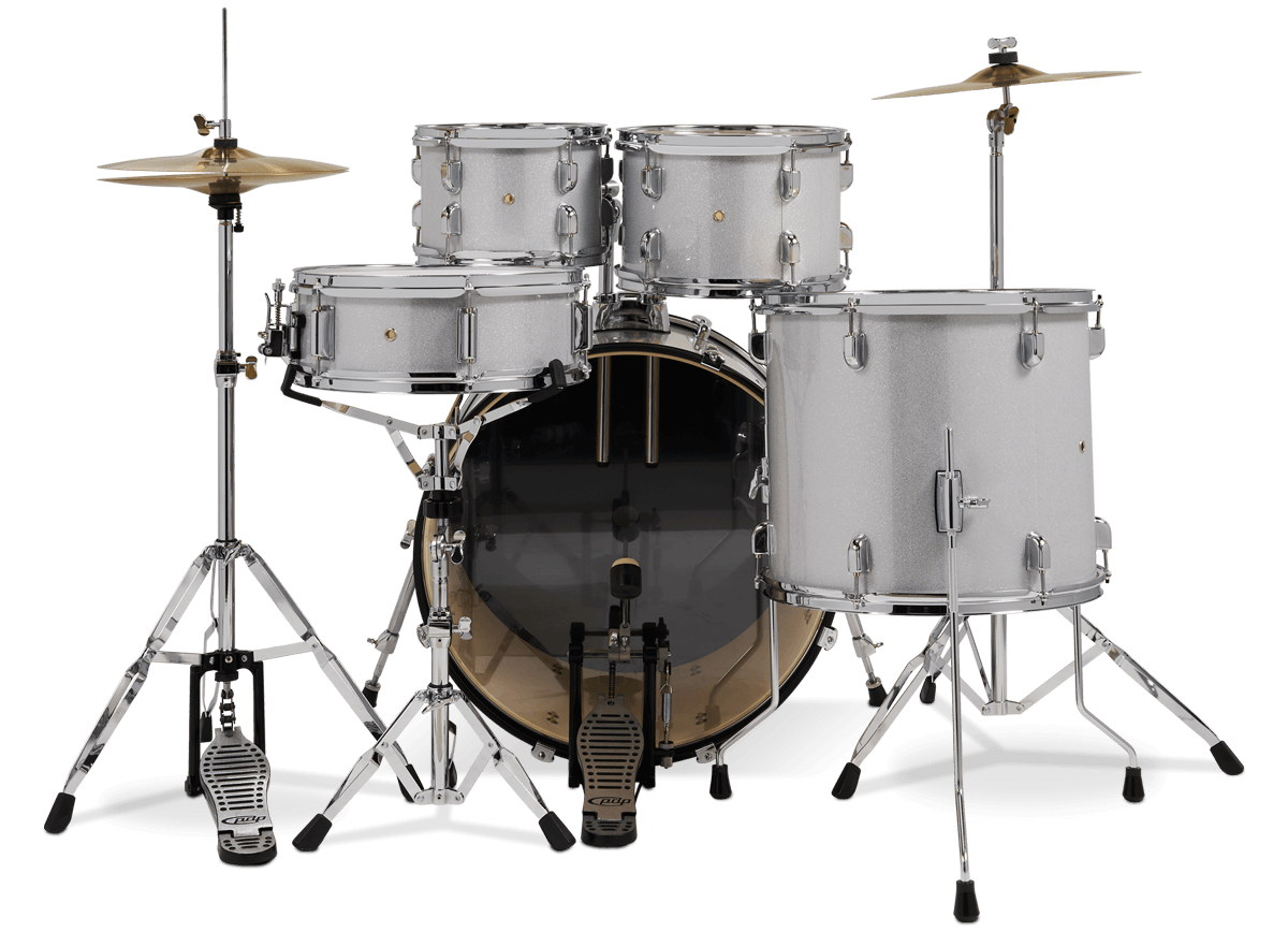 PDP Center Stage 22" 5 Piece Drum Kit in Diamond White Sparkle