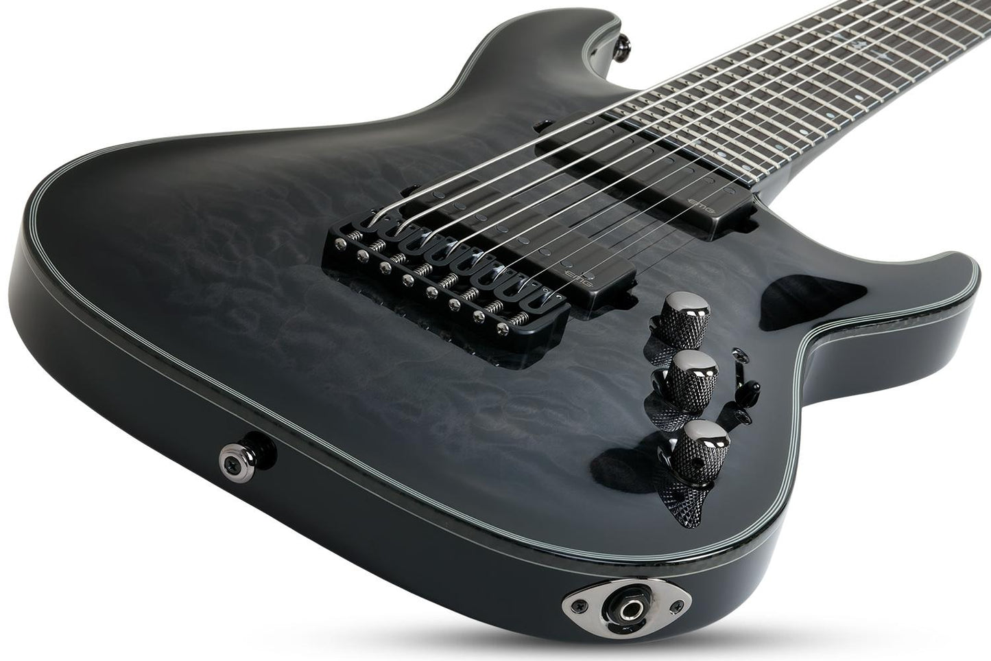 Schecter Hellraiser Hybrid C 8 8 String in Trans Black Burst