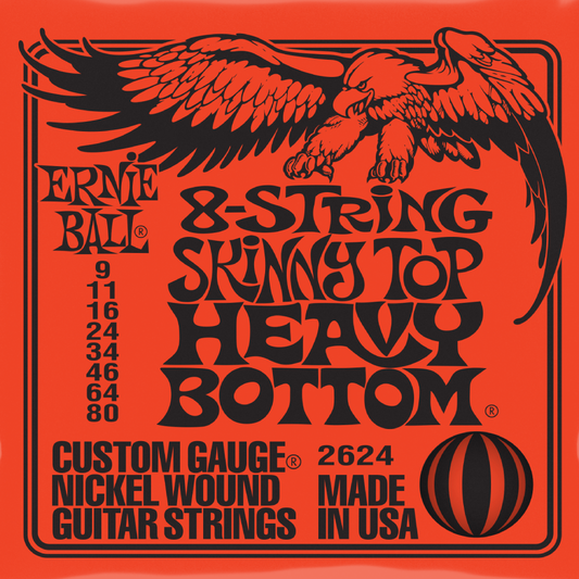 Ernie Ball Skinny Top Heavy Bottom Slinky Nickel Wound 8 String Electric Guitar Strings 9-80 Gauge