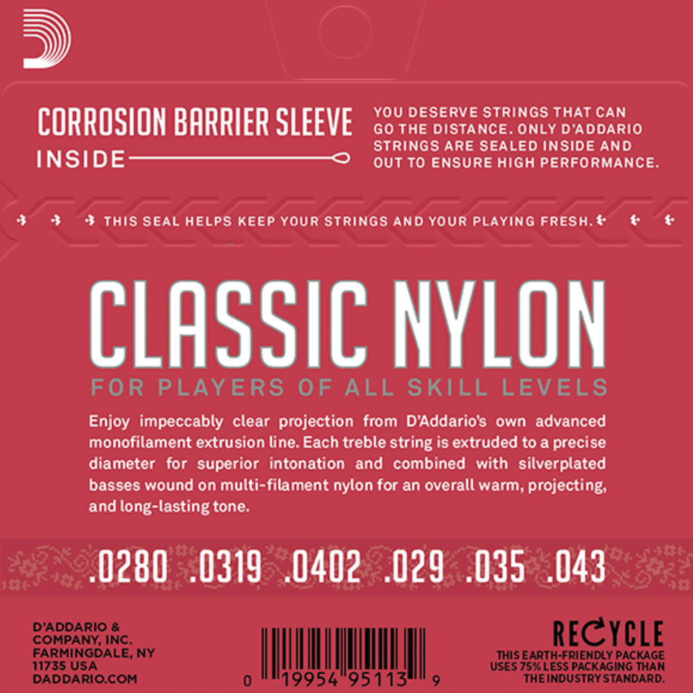 D'Addario EJ27N Student Nylon Classical Guitar Strings Normal Tension