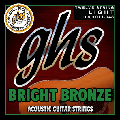 GHS BB80 Bright Bronze Acoustic Guitar 12 Strings 11- 48 Gauge