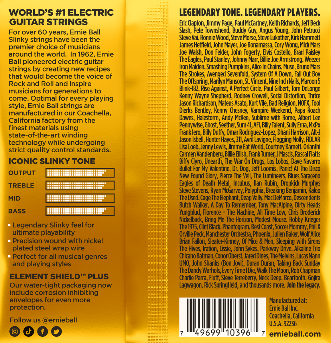 Ernie Ball Skinny Top Beefy Bottom Slinky Nickel Wound Electric Strings 10-54 Gauge