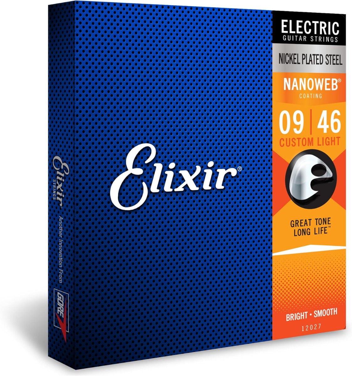 Elixir 12027 Nanoweb Electric Guitar Strings Custom Light 9-46 Gauge