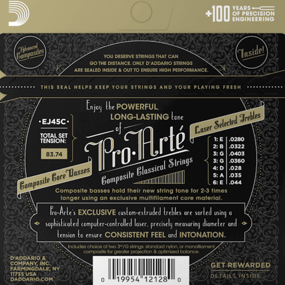 D'Addario EJ45C Pro Arte Composite Classical Guitar Strings Normal Tension