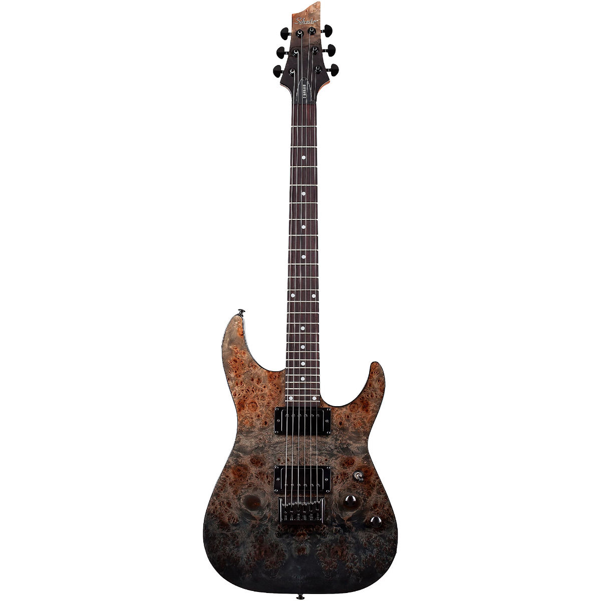 Schecter C-1 Standard Electric Guitar in Black Fade Burst Burl
