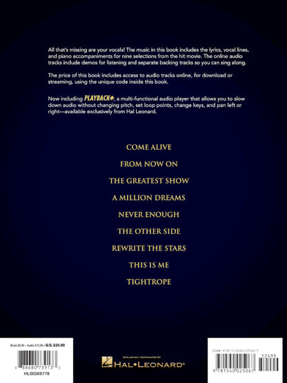 The Greatest Showman Music Minus One Vocal Softcover BK/OLA