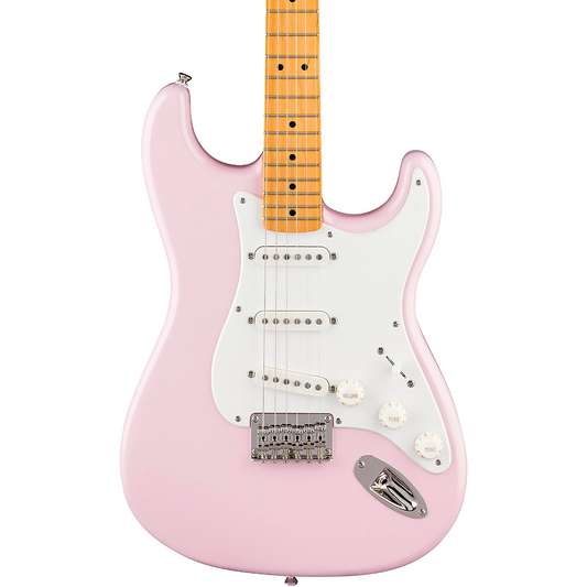 Squier Classic Vibe '50s Stratocaster HT Electric Guitar, Maple Fingerboard in Shell Pink