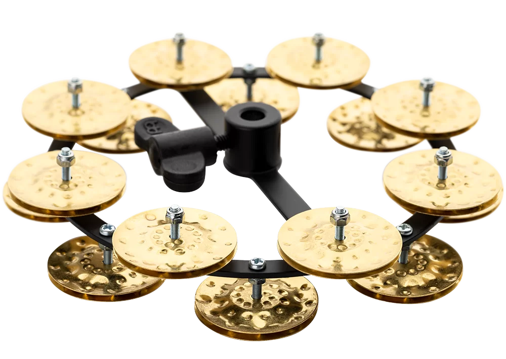 Meinl Percussion HTHH2BBK Headliner Series Hihat Tambourine Dual Row Hammered Brass Jingles 5"