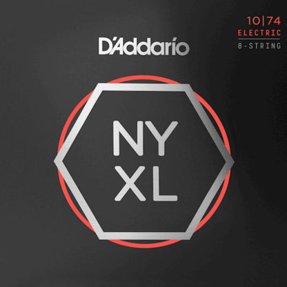 D'Addario NYXL1074 Nickel Wound 8 String Electric Guitar Strings Light Top Heavy Bottom 10-74 Gauge