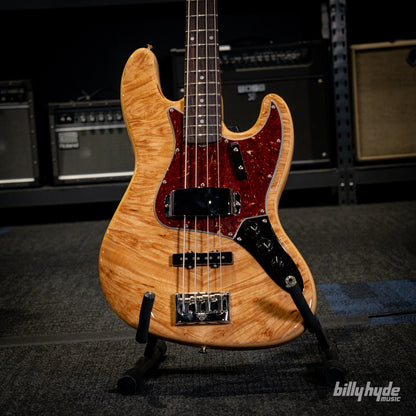 Fender Custom Shop Artisan Maple Burl Jazz Bass Guitar in Aged Natural