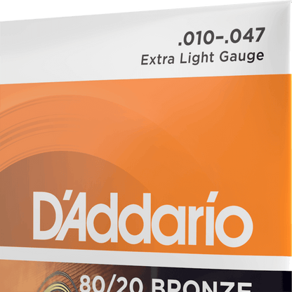 D'Addario EJ10 Bronze Acoustic Guitar Strings Extra Light 10-47 Gauge