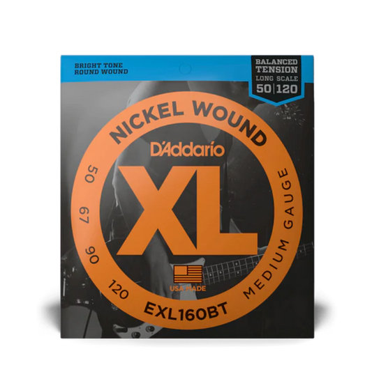D'Addario Bass Guitar Strings Set Balanced Nickel Wound Long 50/120
