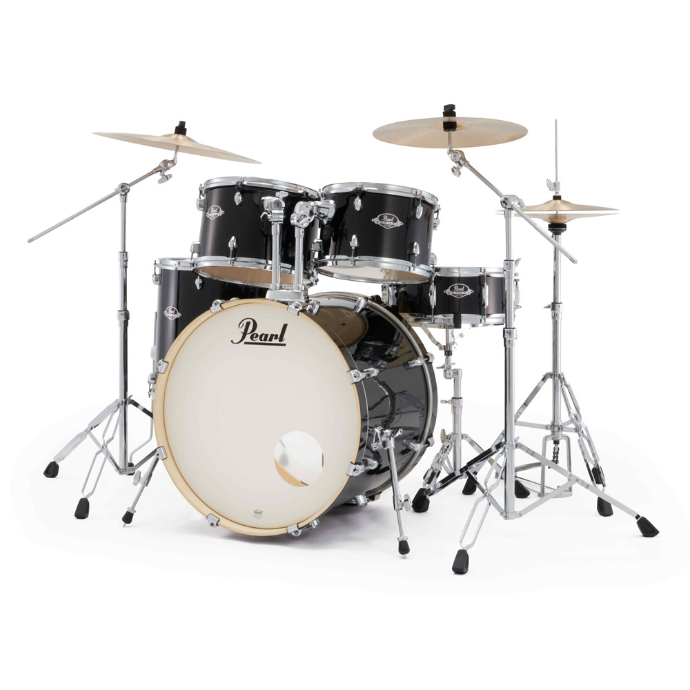 Pearl Export Plus 5-Piece Rock Drum Kit with Cymbal Pack in Jet Black