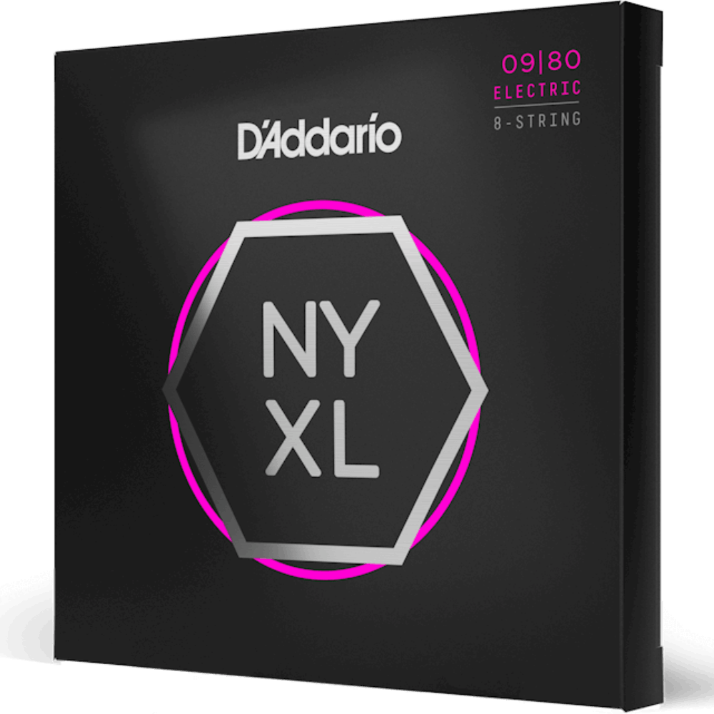 D'Addario NYXL0980 Nickel Wound 8 String Electric Guitar Strings Super Light 09-80 Gauge