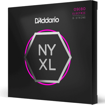 D'Addario NYXL0980 Nickel Wound 8 String Electric Guitar Strings Super Light 09-80 Gauge